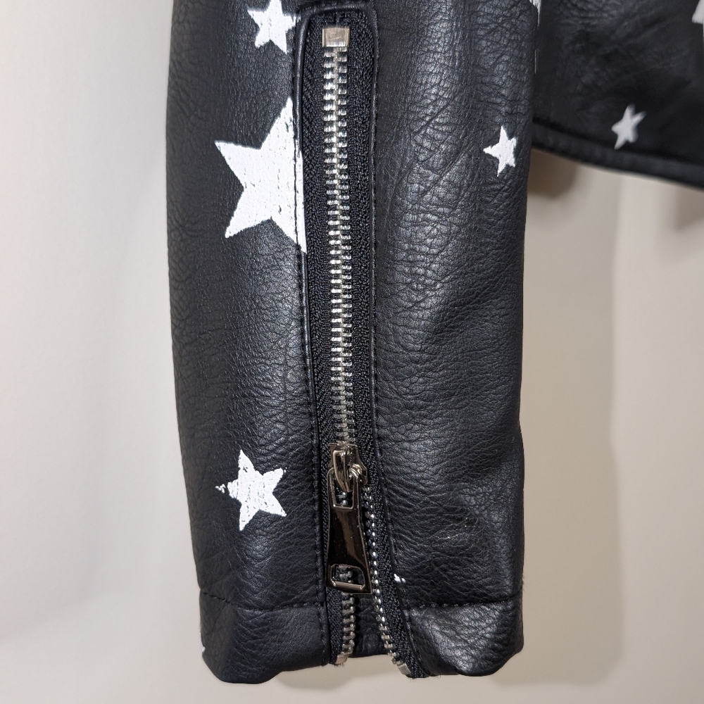 Aqua Faux black leather jacket with stars Sz XS - Picture 7 of 8